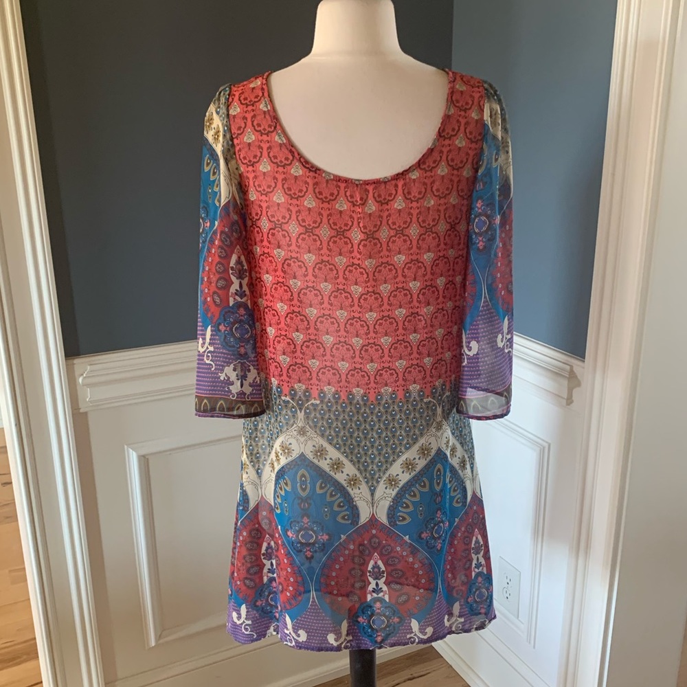 Hello Miss Silky Semisheer Dress Tunic Coverup Womens Small View 2